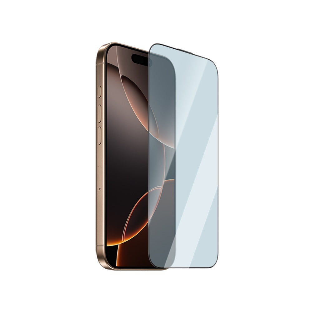 iPhone 16 Pro Max Uyumlu CaseWorld 3D Eyesafe Mavi Işık Teknolojili 0.15mm Cam Koruyucu Kurulum Kit