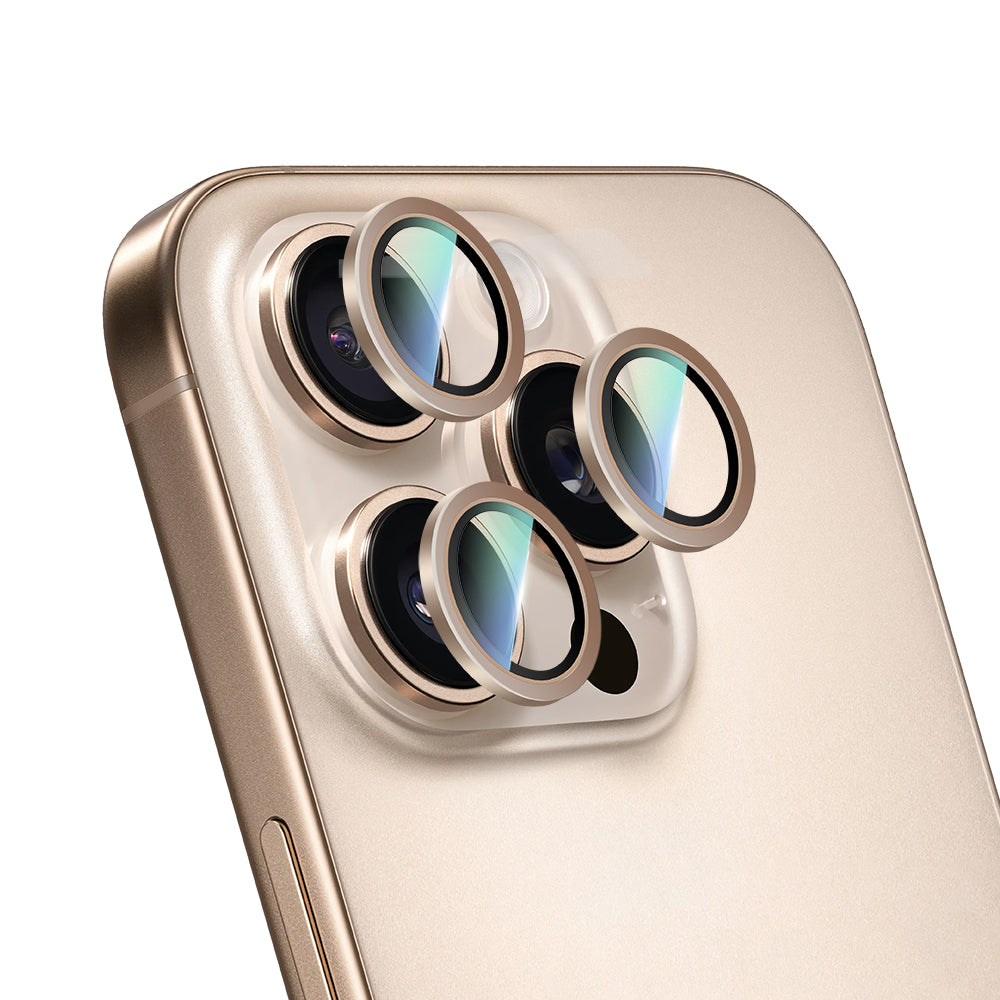 iPhone 16 Pro Max Uyumlu CaseWorld Alloy Serisi Oleofobik Anti Reflective Kamera Lens Koruyucu Gold