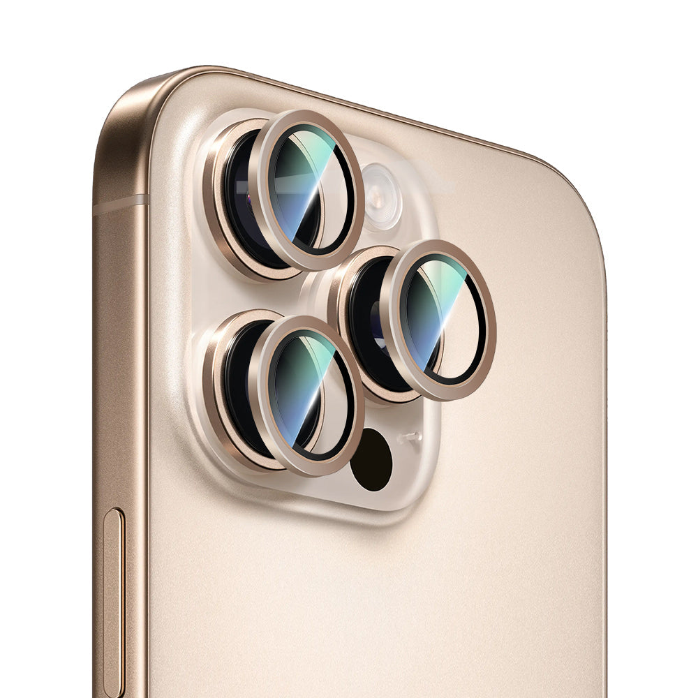iPhone 16 Pro Max Uyumlu CaseWorld Alloy Serisi Oleofobik Anti Reflective Kamera Lens Koruyucu Gold