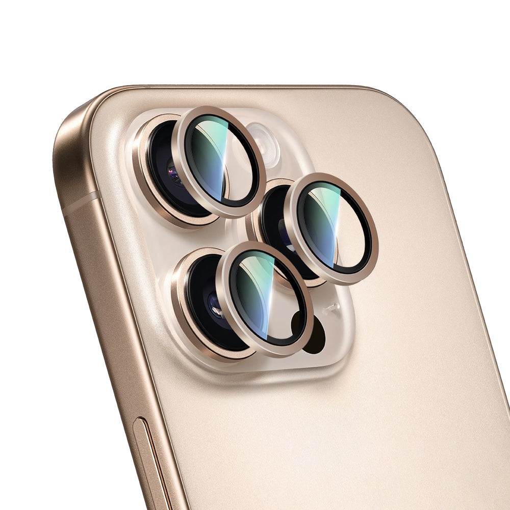 iPhone 16 Pro Max Uyumlu CaseWorld Alloy Two-Color Serisi Lens Koruyucu Gold