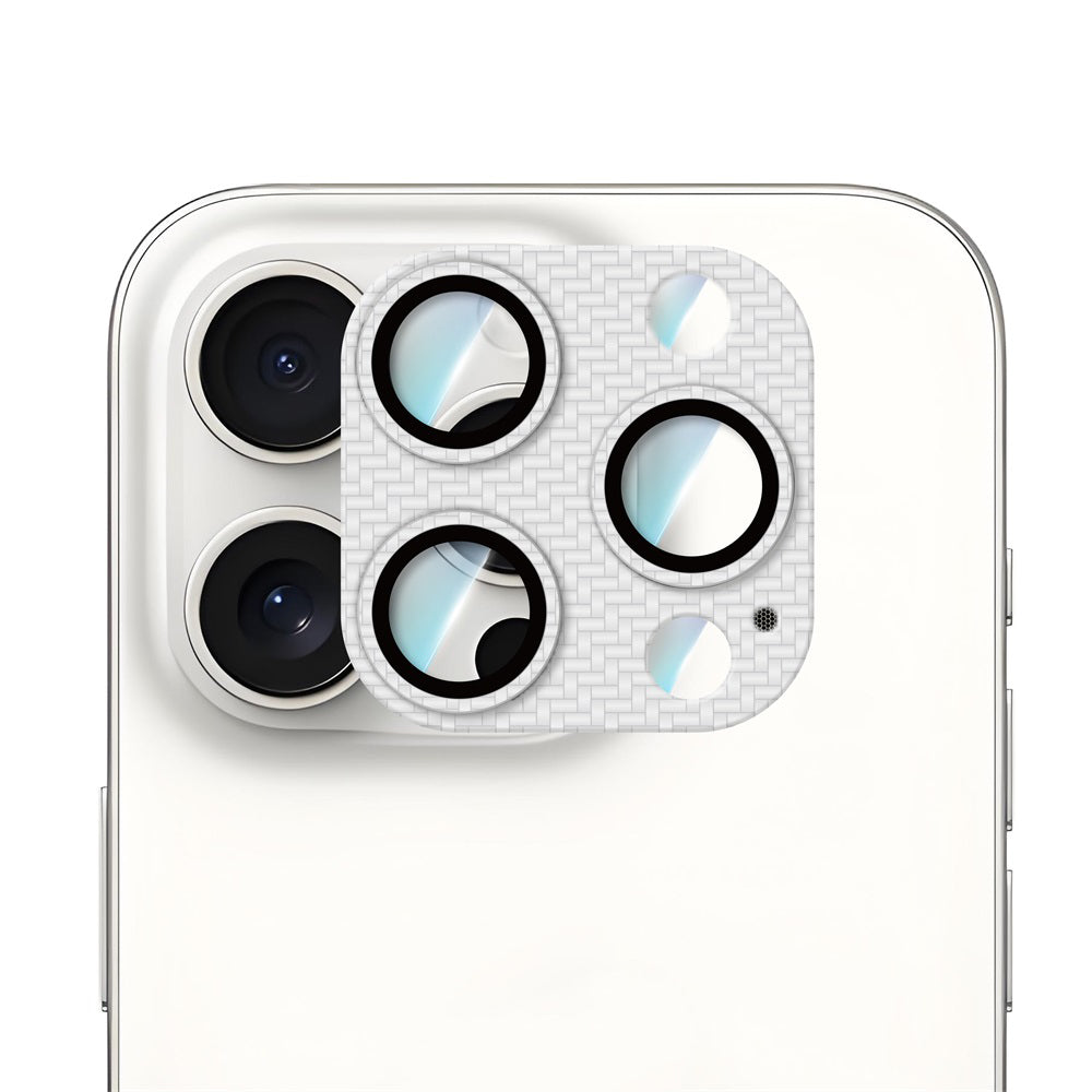 iPhone 16 Pro Max CaseWorld Karbon Fiber Serisi Anti Reflective Full Kamera Lens Koruyucu Gümüş