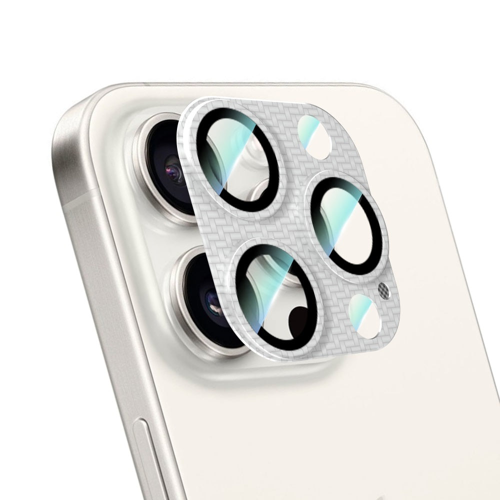 iPhone 16 Pro Max CaseWorld Karbon Fiber Serisi Anti Reflective Full Kamera Lens Koruyucu Gümüş