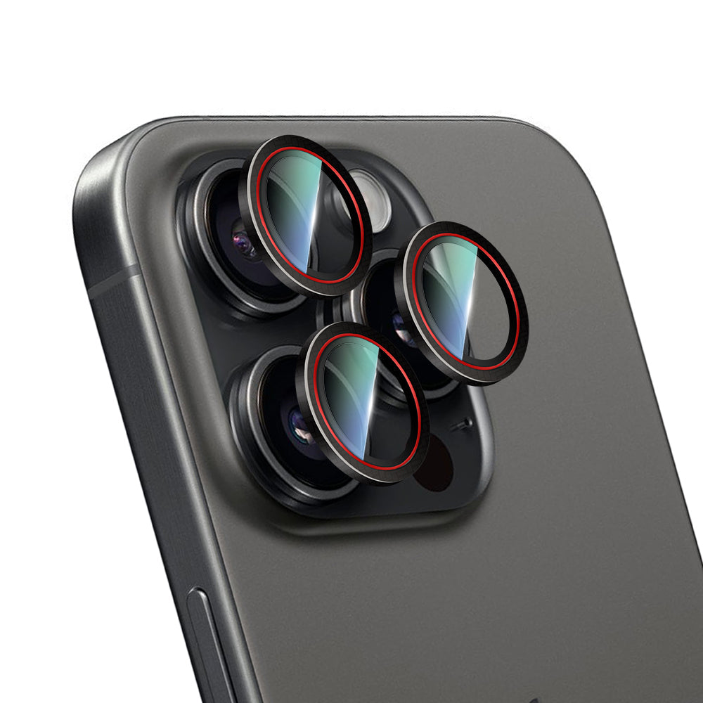 iPhone 16 Pro Max CaseWorld Karbon Fiber Serisi Anti Reflective Kamera Lens Koruyucu Siyah-Kırmızı