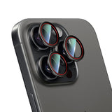 iPhone 16 Pro Max CaseWorld Karbon Fiber Serisi Anti Reflective Kamera Lens Koruyucu Siyah-Kırmızı