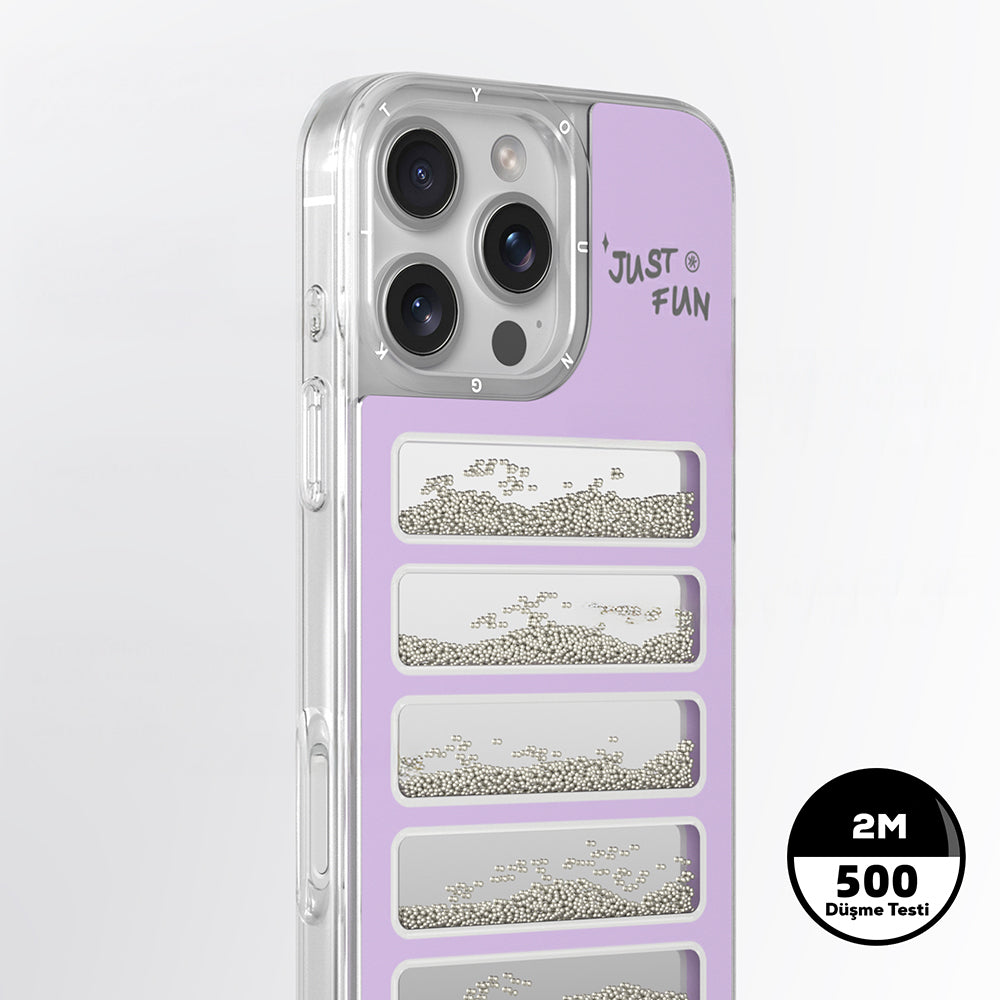 iPhone 16 Pro Max Kılıf Aynalı ve Boncuklu Tasarım Youngkit Jump Serisi Kapak Mor