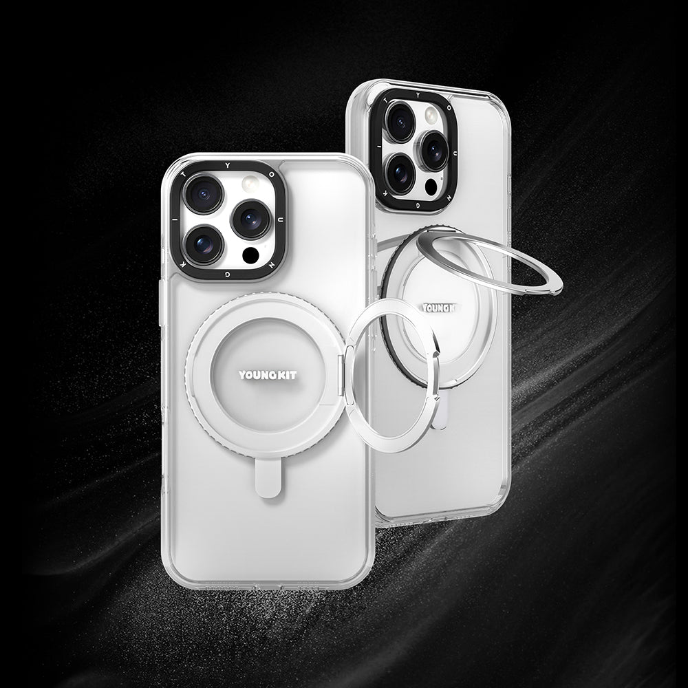 iPhone 16 Pro Max Uyumlu Kılıf M-safeli Standlı Aksiyon Butonlu Youngkit Pivot Serisi Kapak Şeffaf