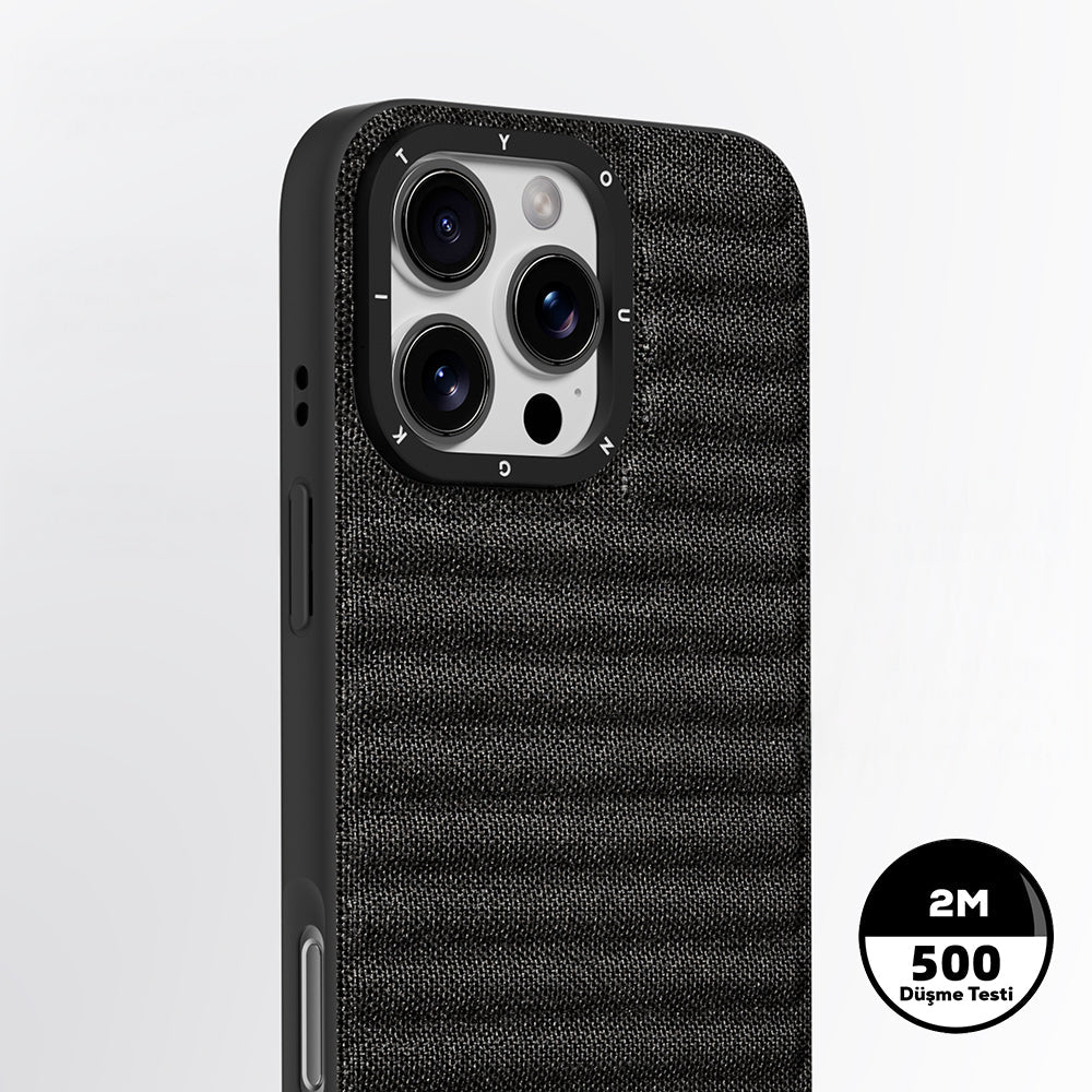 iPhone 16 Pro Max Uyumlu Kılıf M-safe Şarj Özellikli Youngkit Canvas Serisi Kapak Siyah