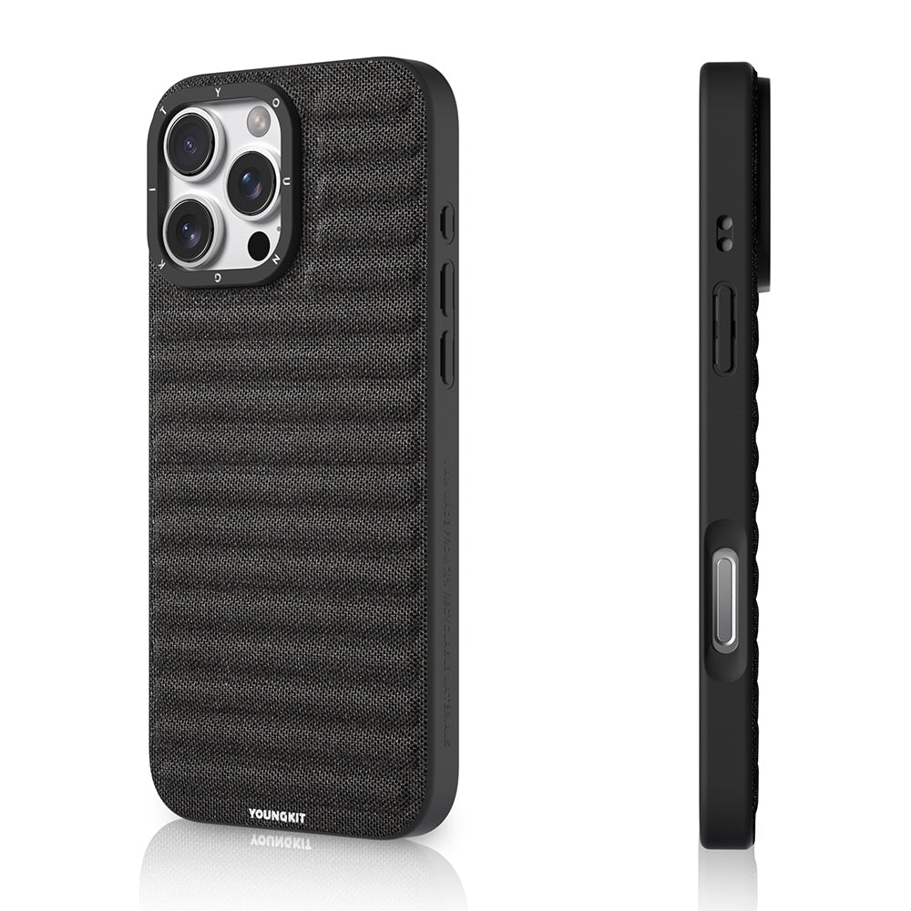 iPhone 16 Pro Max Uyumlu Kılıf M-safe Şarj Özellikli Youngkit Canvas Serisi Kapak Siyah