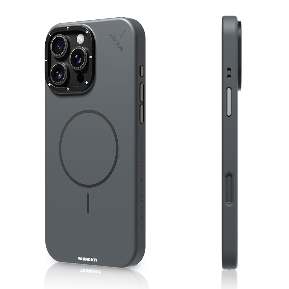 iPhone 16 Pro Max Uyumlu Kılıf M-safe Şarj Özellikli Youngkit Dynamag Serisi Kapak Gri