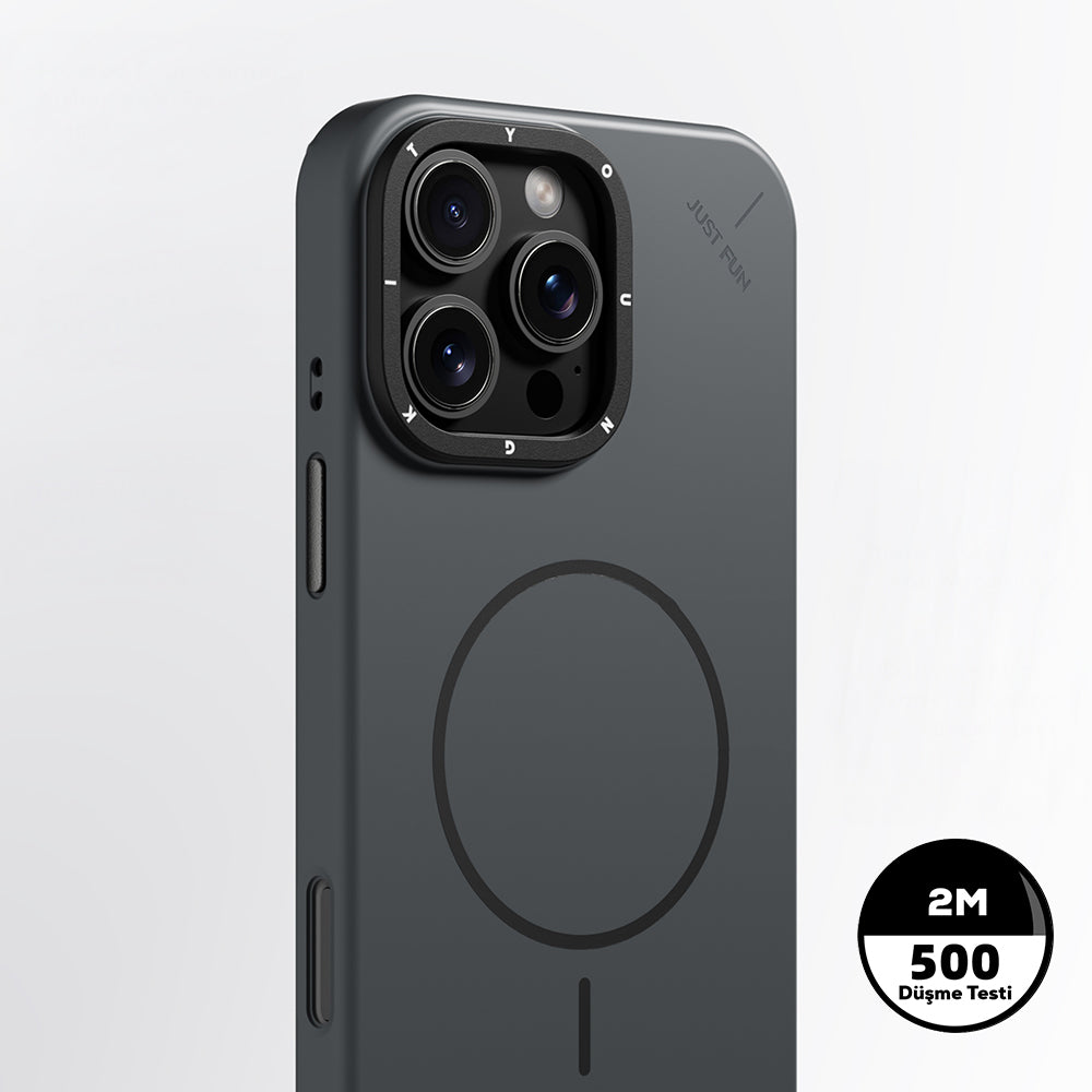 iPhone 16 Pro Max Uyumlu Kılıf M-safe Şarj Özellikli Youngkit Dynamag Serisi Kapak Gri