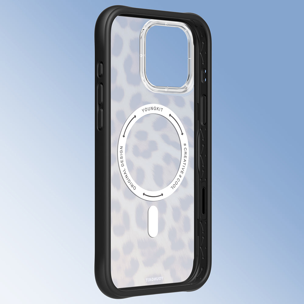 iPhone 16 Pro Max Uyumlu Kılıf M-safe Şarj Özellikli Youngkit Leopard Serisi Kapak Kahverengi