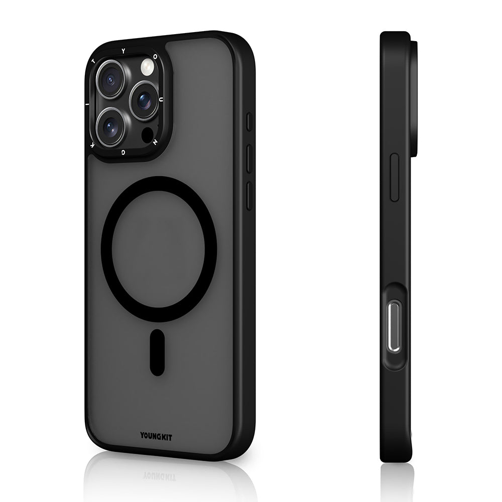 Apple iPhone 16 Pro Max Kılıf M-safe Şarj Özellikli Cam Arka Yüzey TPU Youngkit Gemstone Serisi Kapak