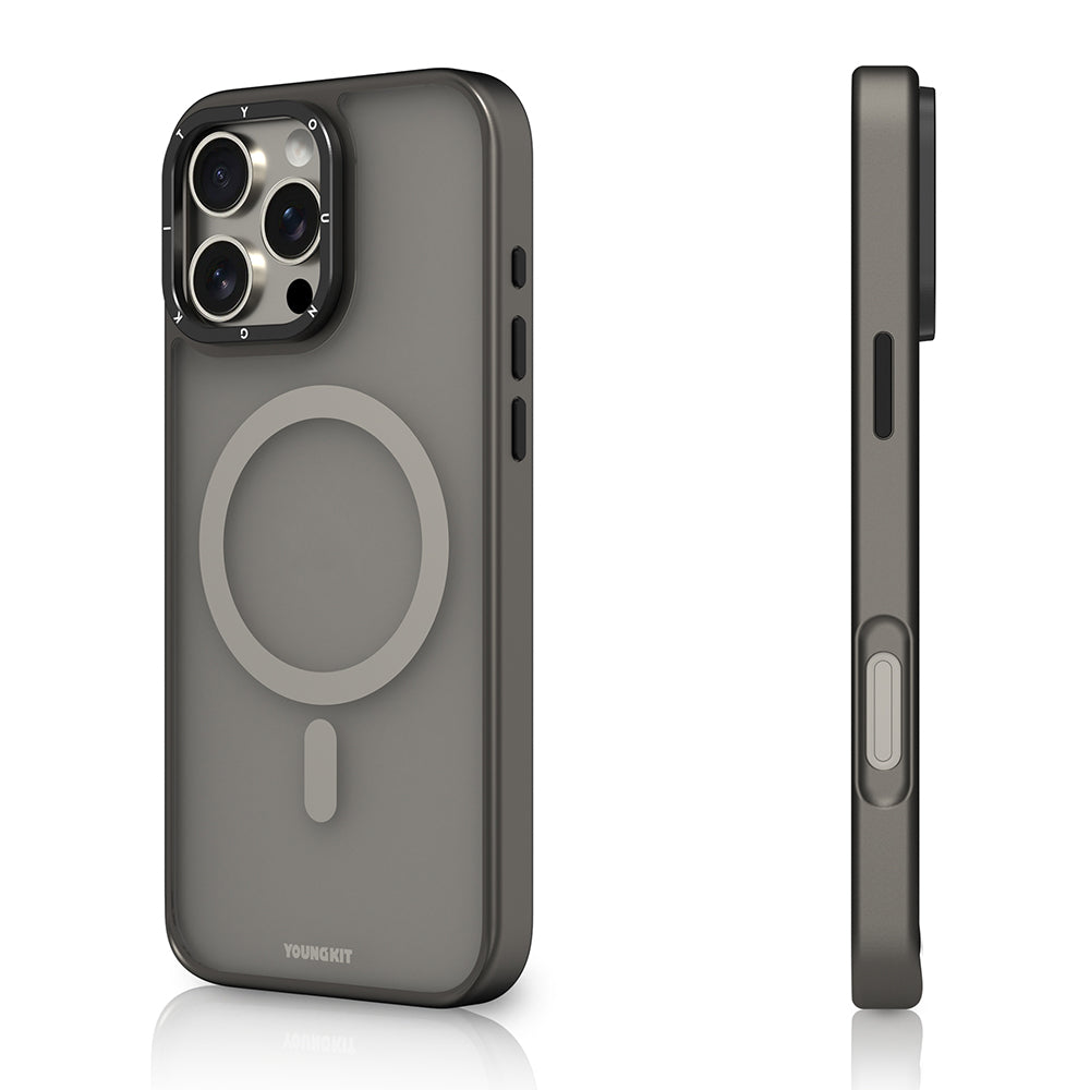 Apple iPhone 16 Pro Max Kılıf M-safe Şarj Özellikli Cam Arka Yüzey TPU Youngkit Gemstone Serisi Kapak