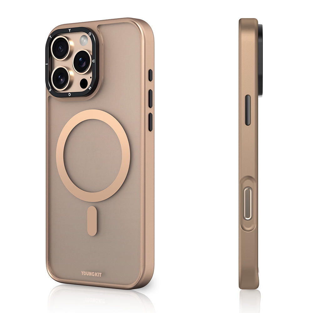 Apple iPhone 16 Pro Max Kılıf M-safe Şarj Özellikli Cam Arka Yüzey TPU Youngkit Gemstone Serisi Kapak