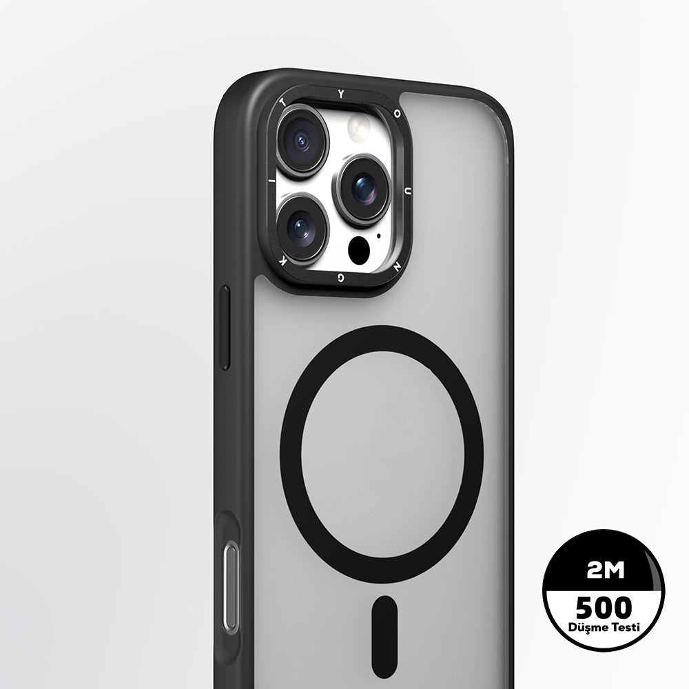 Apple iPhone 16 Pro Max Kılıf M-safe Şarj Özellikli Cam Arka Yüzey TPU Youngkit Gemstone Serisi Kapak