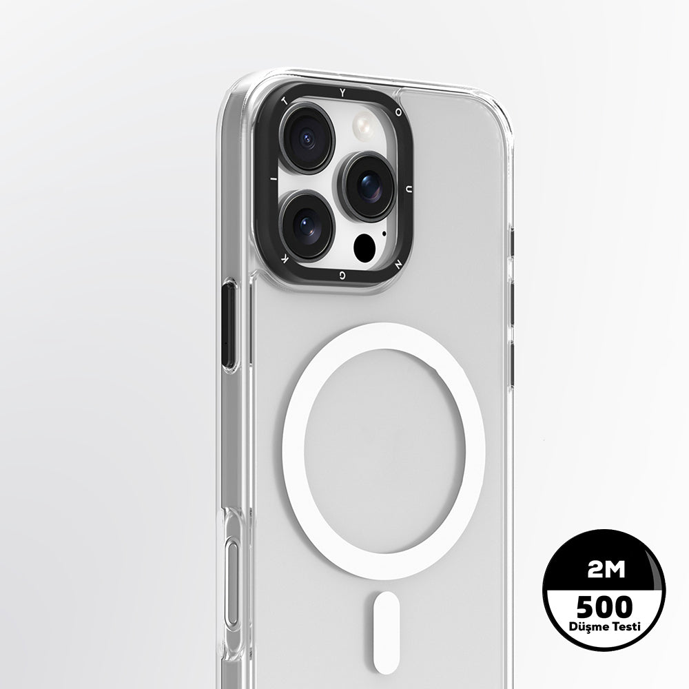Apple iPhone 16 Pro Max Kılıf M-safe Şarj Özellikli Cam Arka Yüzey TPU Youngkit Gemstone Serisi Kapak