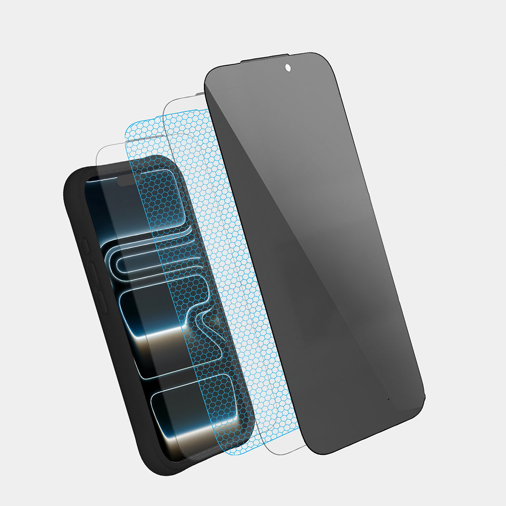 iPhone 16 Pro Max Youngkit 2.5D Parmak İzi Bırakmayan 0.33mm Privacy Temperli Ekran Koruyucu Siyah