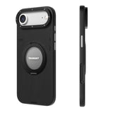 iPhone 17 Air Kılıf M-safeli 360 Standlı Basit Mat Deri Desenli Youngkit Tech Leather Kapak Siyah