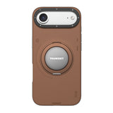 iPhone 17 Air Kılıf M-safeli 360 Standlı Basit Mat Deri Desenli Youngkit Tech Leather Kapak Kahveren