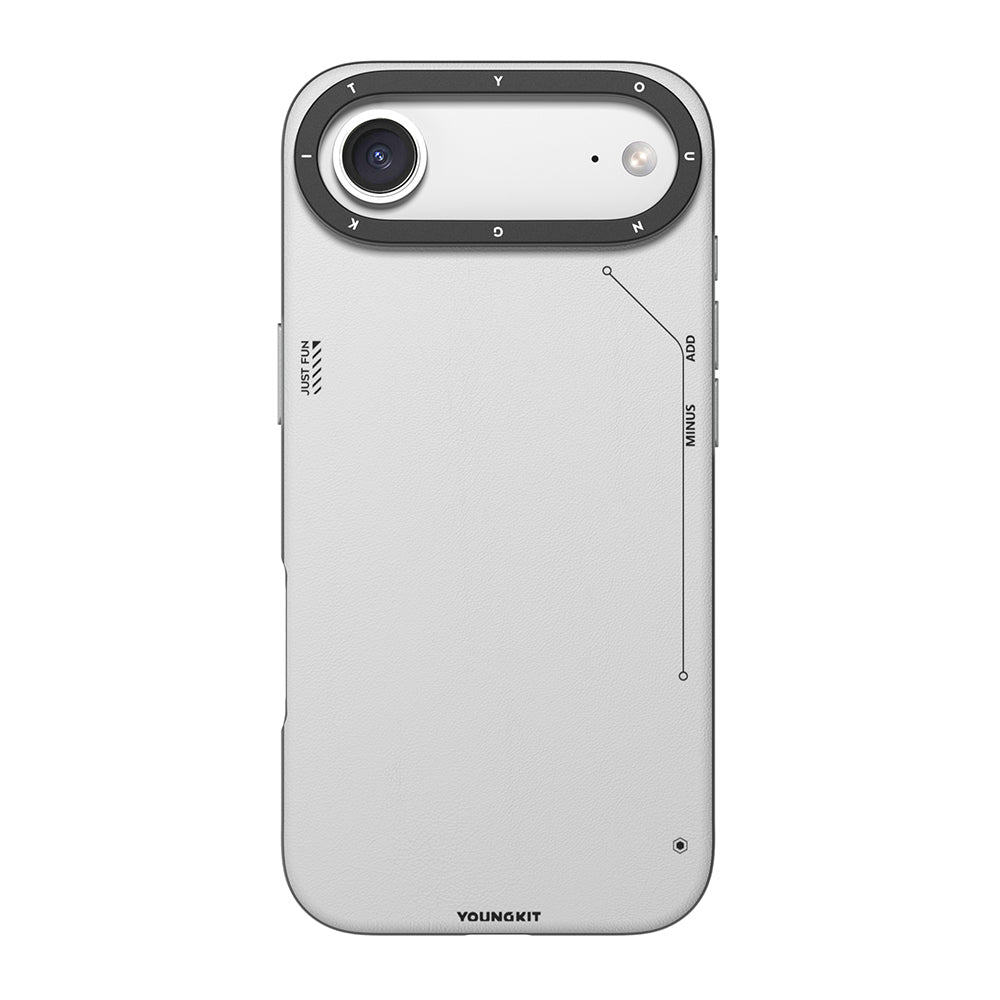 iPhone 17 Air Kılıf M-safeli Basit Mat Deri Desenli Youngkit Tech Fashion Serisi Kapak Gri