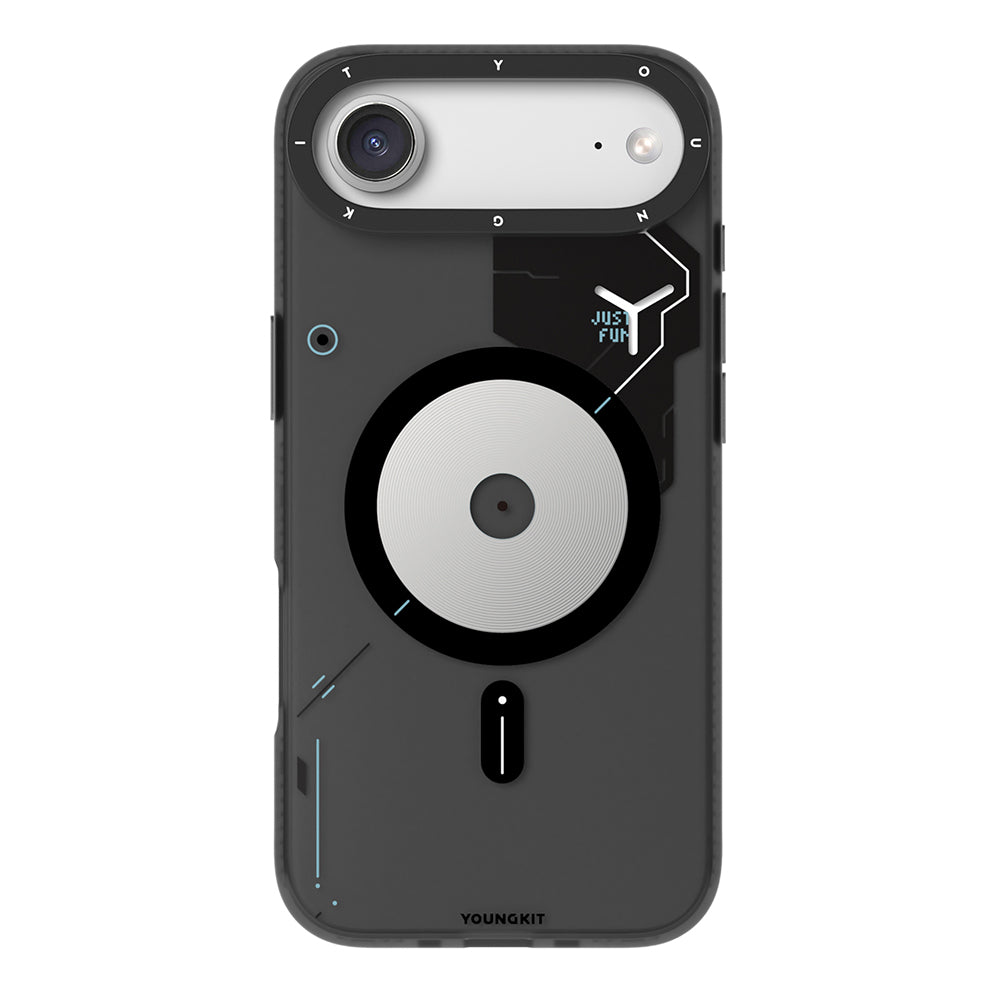 iPhone 17 Air Uyumlu Kılıf M-safe Şarj Özellikli Disk Desenli Youngkit Disc Battle Kapak Siyah