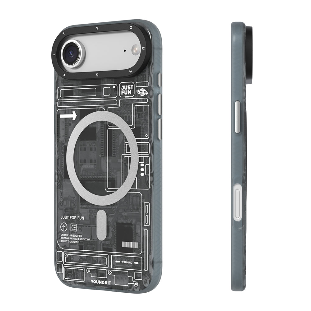 iPhone 17 Air Uyumlu Kılıf M-safe Kamera Denetim Butonlu Youngkit Technology Serisi Kapak Siyah