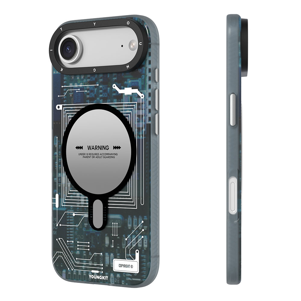 iPhone 17 Air Uyumlu Kılıf M-safe Kamera Denetim Butonlu Youngkit Technology Serisi Kapak Siyah