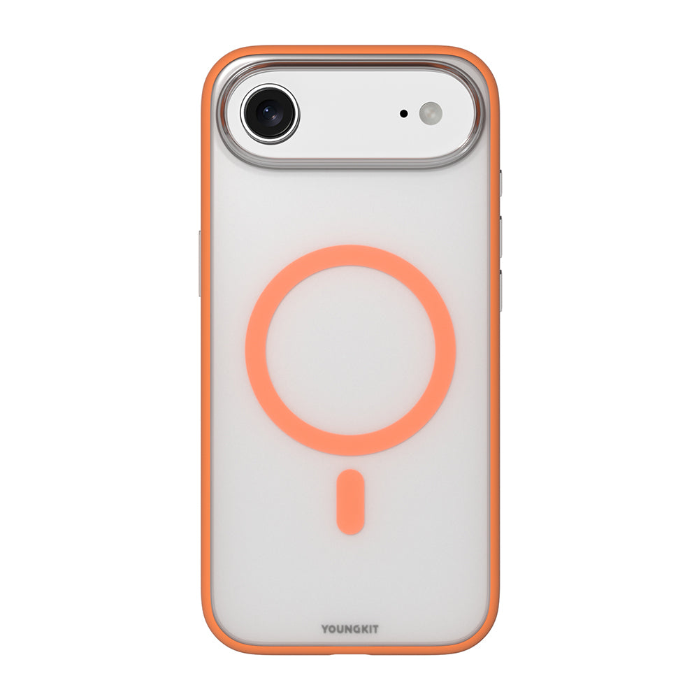 iPhone 17 Air Uyumlu Kılıf M-safe Şarj Özellikli Youngkit Clear Serisi Kapak Turuncu