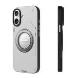 iPhone 17 Kılıf M-safeli 360 Derece Standlı Basit Mat Deri Desenli Youngkit Tech Leather Kapak Gri