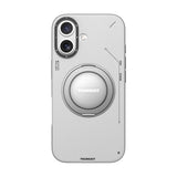 iPhone 17 Kılıf M-safeli 360 Derece Standlı Basit Mat Deri Desenli Youngkit Tech Leather Kapak Gri