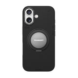 iPhone 17 Kılıf M-safeli 360 Derece Standlı Basit Mat Deri Desenli Youngkit Tech Leather Kapak Siyah
