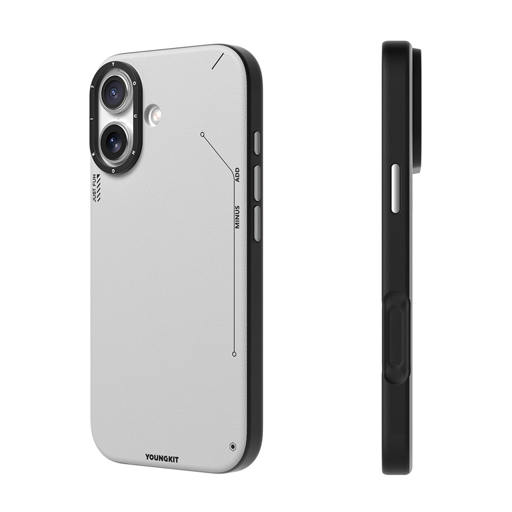 iPhone 17 Uyumlu Kılıf M-safe Şarjlı Basit Mat Deri Desenli Youngkit Tech Fashion Serisi
