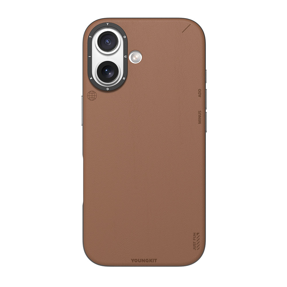 iPhone 17 Uyumlu Kılıf M-safe Şarjlı Basit Mat Deri Desenli Youngkit Tech Fashion Serisi