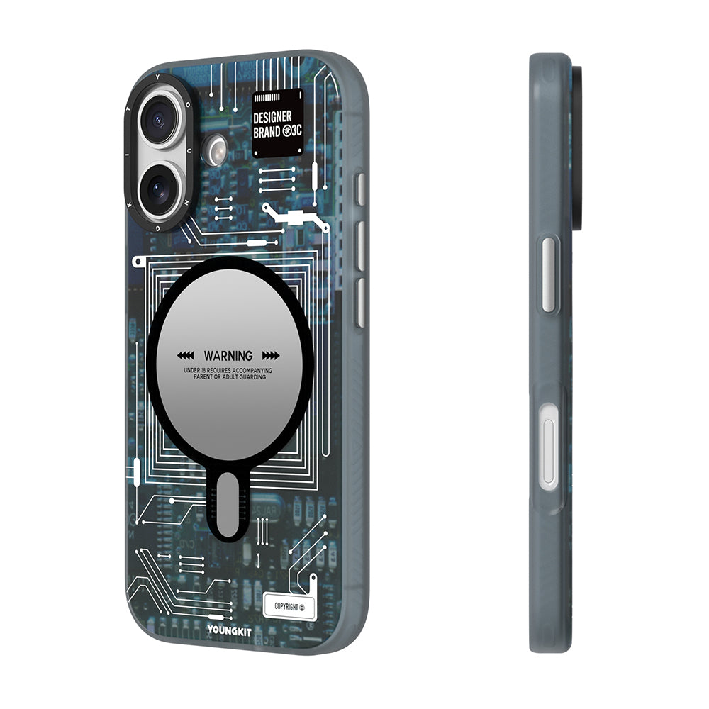 iPhone 17 Uyumlu Kılıf M-safe Kamera Denetim Butonlu Youngkit Technology Serisi Kapak Turuncu