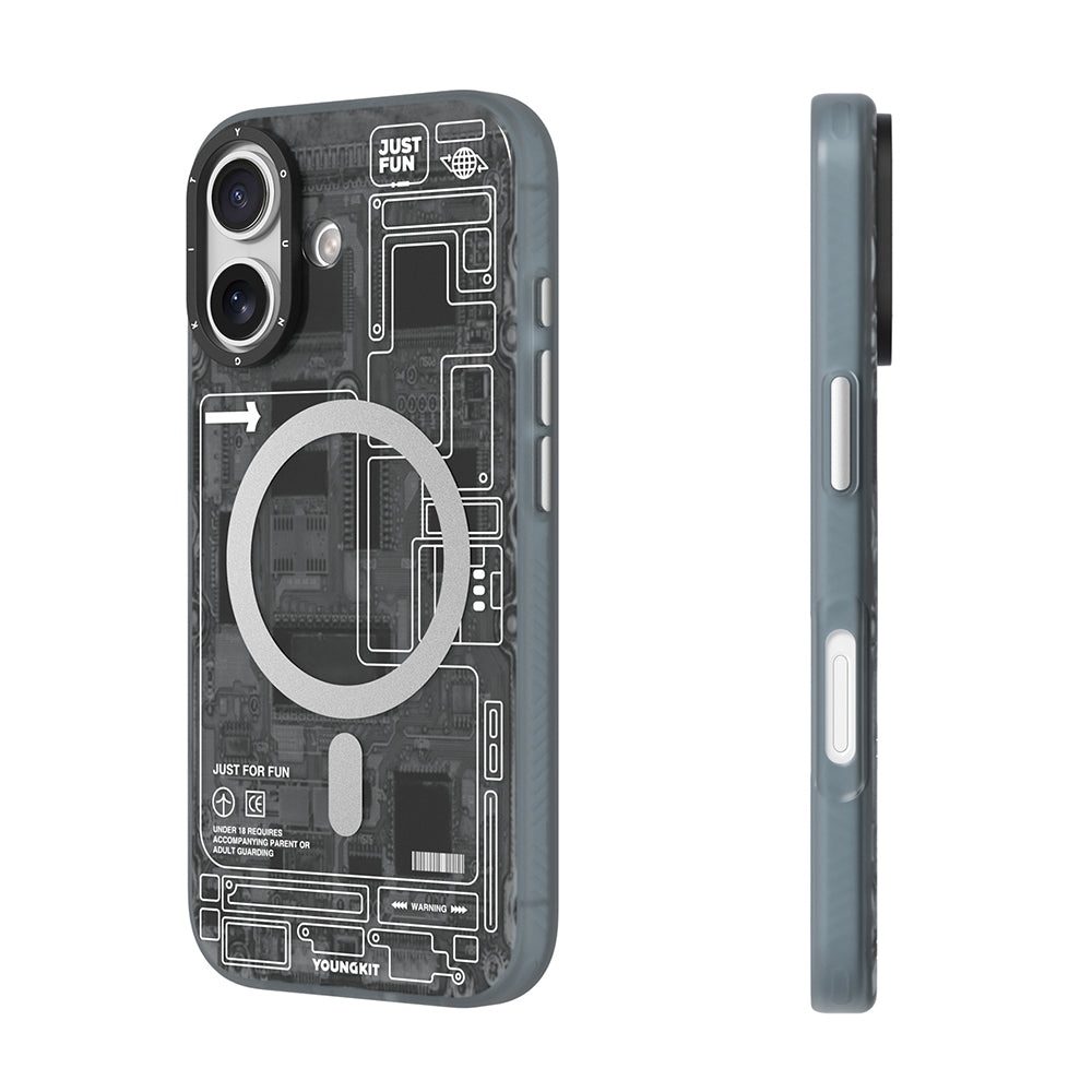 iPhone 17 Uyumlu Kılıf M-safe Kamera Denetim Butonlu Youngkit Technology Serisi Kapak Turuncu