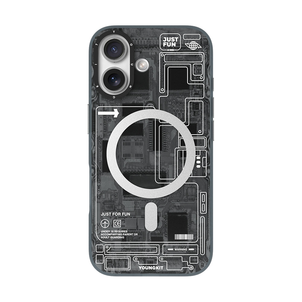 iPhone 17 Uyumlu Kılıf M-safe Kamera Denetim Butonlu Youngkit Technology Serisi Kapak Turuncu