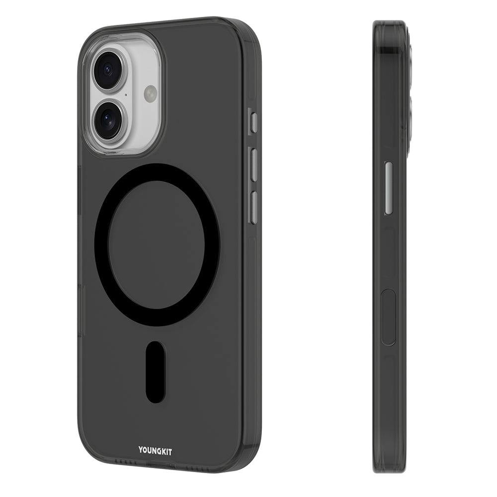 iPhone 17 Uyumlu Kılıf M-safe Şarj Özellikli Şeffaf Youngkit Crystal Shield Serisi Kapak Siyah