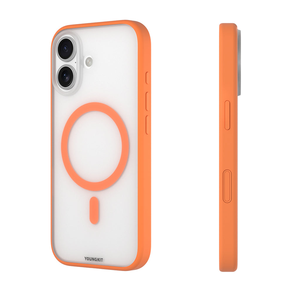 iPhone 17 Uyumlu Kılıf M-safe Şarj Özellikli Youngkit Clear Serisi Kapak Turuncu