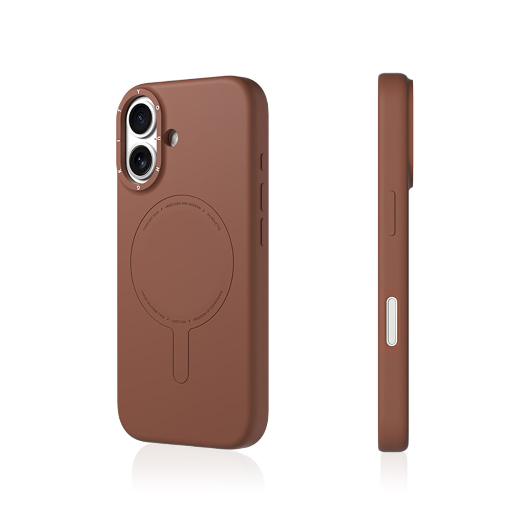 iPhone 17 Uyumlu Kılıf M-Safe Şarj Özellikli Youngkit Morandi Serisi Kapak Kahverengi