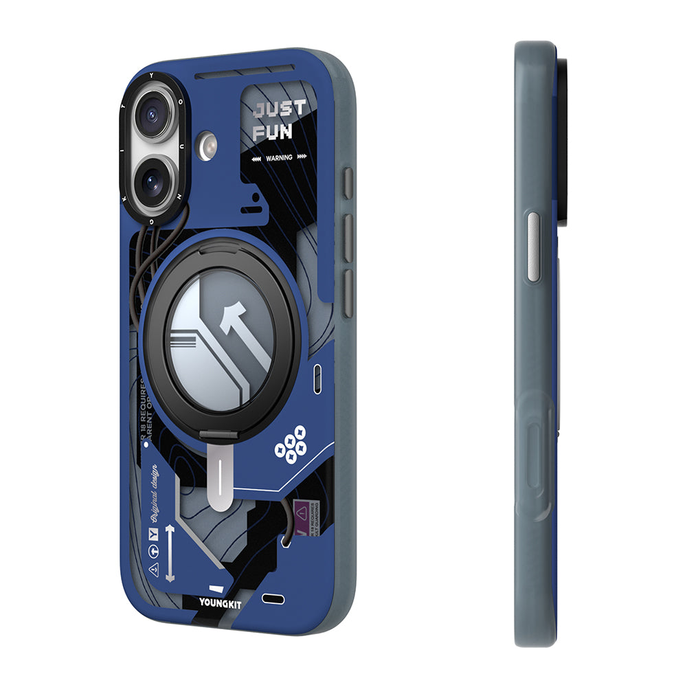 iPhone 17 Uyumlu Kılıf M-safe Şarj Özellikli Youngkit Starship Serisi Kapak Mavi