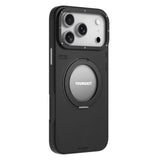 iPhone 17 Pro Kılıf M-safe 360 Standlı Basit Mat Deri Desenli Youngkit Tech Leather