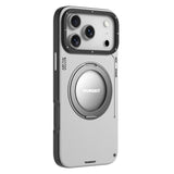 iPhone 17 Pro Kılıf M-safe 360 Standlı Basit Mat Deri Desenli Youngkit Tech Leather