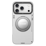 iPhone 17 Pro Kılıf M-safe 360 Standlı Basit Mat Deri Desenli Youngkit Tech Leather