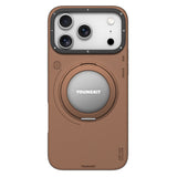 iPhone 17 Pro Kılıf M-safe 360 Standlı Basit Mat Deri Desenli Youngkit Tech Leather