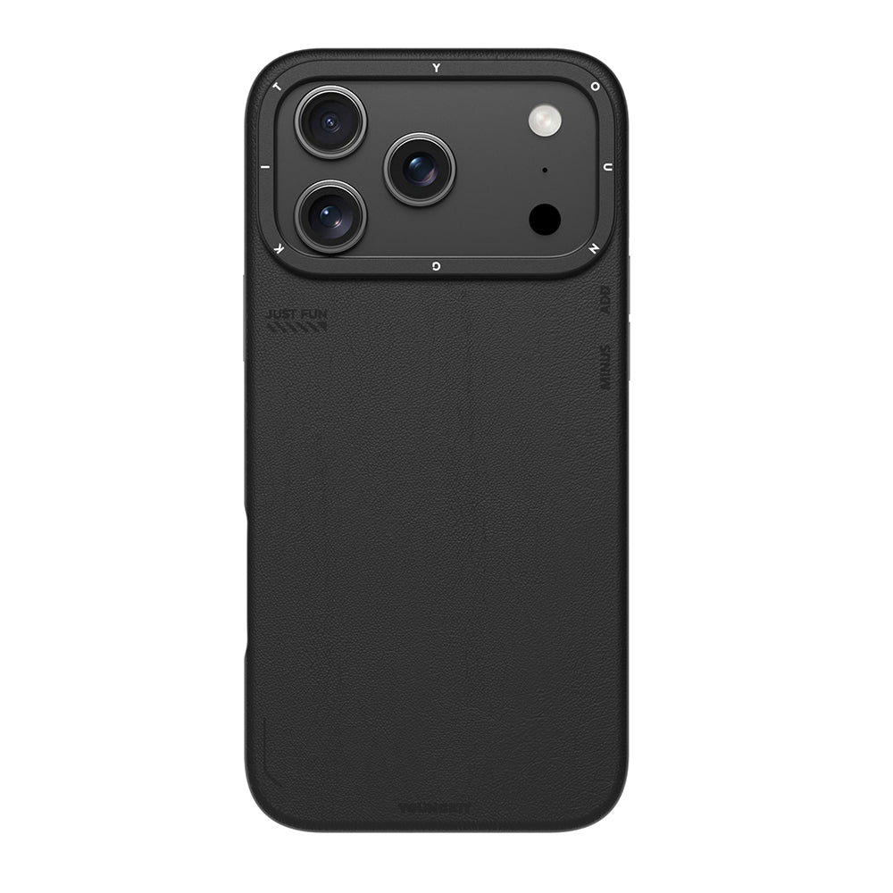 iPhone 17 Pro Uyumlu Kılıf M-safe Basit Mat Deri Desenli Youngkit Tech Fashion Serisi Kapak Gri