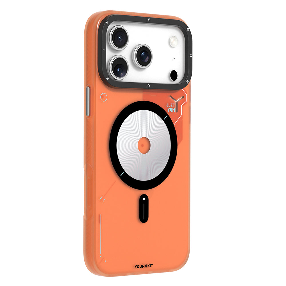 iPhone 17 Pro Uyumlu Kılıf M-safe Şarj Özellikli Disk Desenli Youngkit Disc Battle