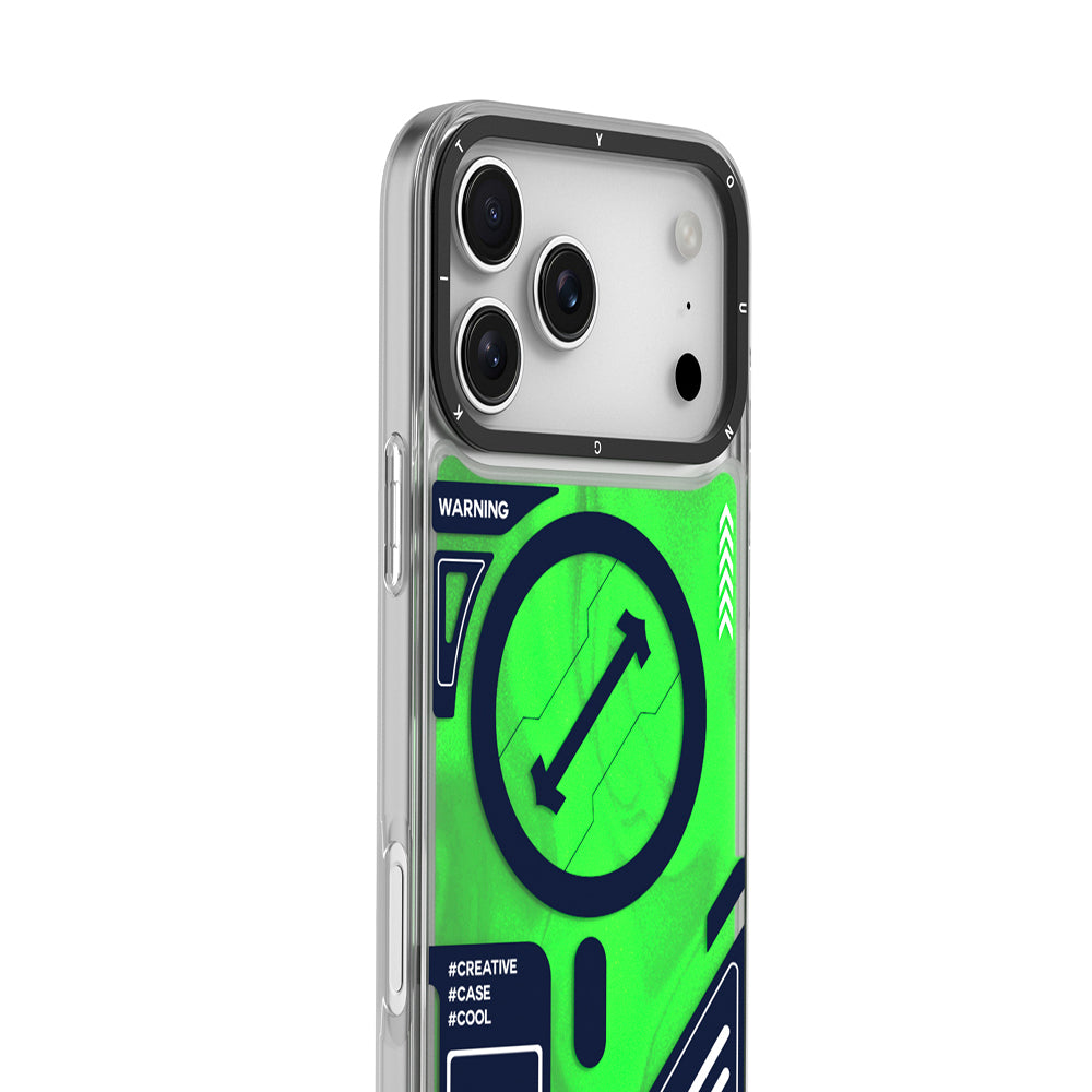 iPhone 17 Pro Uyumlu Kılıf M-safe Parlak Kumlu Sıvılı Tasarımlı Galaxy Fantasy Serisi Kapak Mavi