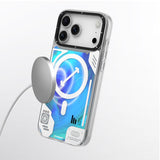 iPhone 17 Pro Uyumlu Kılıf M-safe Parlak Kumlu Sıvılı Tasarımlı Galaxy Fantasy Serisi Kapak Mavi