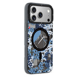 iPhone 17 Pro Uyumlu Kılıf M-Safe Şarj Özellikli Youngkit Camouflage Sykell Serisi Kapak Mavi