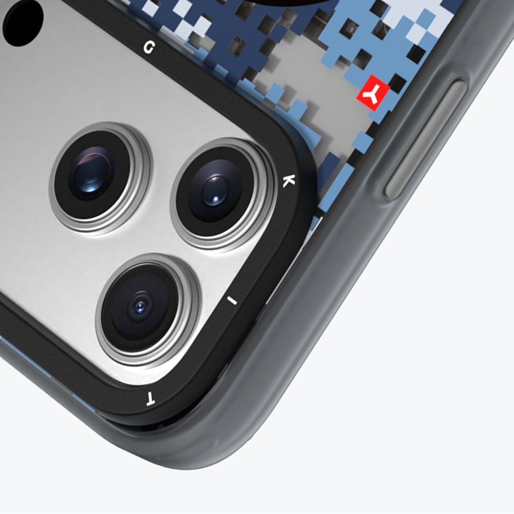 iPhone 17 Pro Uyumlu Kılıf M-Safe Şarj Özellikli Youngkit Camouflage Sykell Serisi Kapak Mavi